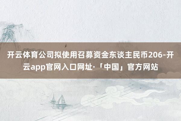 开云体育公司拟使用召募资金东谈主民币206-开云app官网入口网址·「中国」官方网站