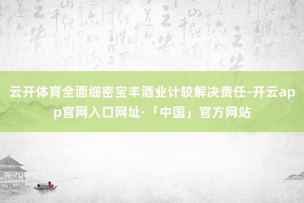 云开体育全面细密宝丰酒业计较解决责任-开云app官网入口网址·「中国」官方网站