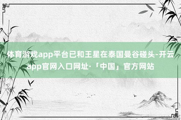 体育游戏app平台已和王星在泰国曼谷碰头-开云app官网入口网址·「中国」官方网站